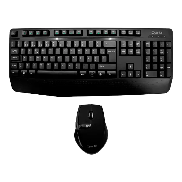Kit 2 en 1 Mouse y Teclado Inalámbrico Quanta QTKTM12 EasyType Negro