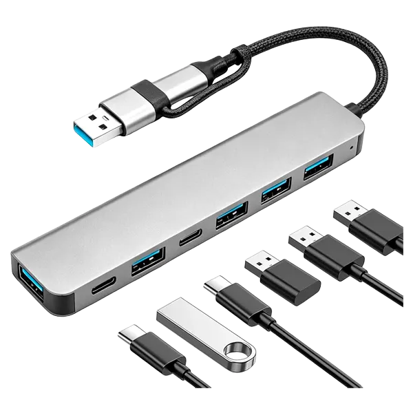 Adaptador Hub 7 en 1 USB-C (7 Puertos)